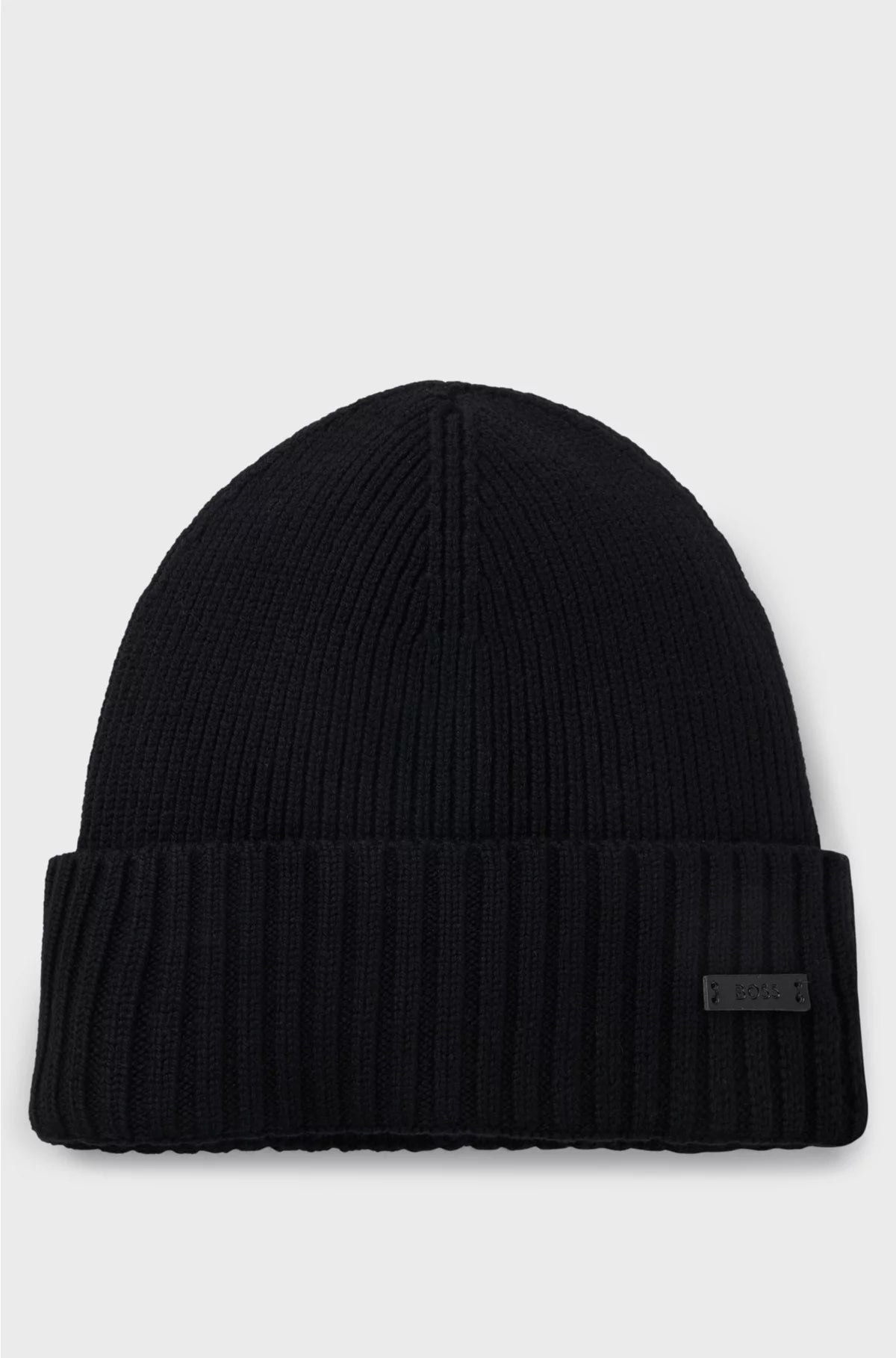 BEANIE HAT IN VIRGIN WOOL WITH LOGO PLAQUE