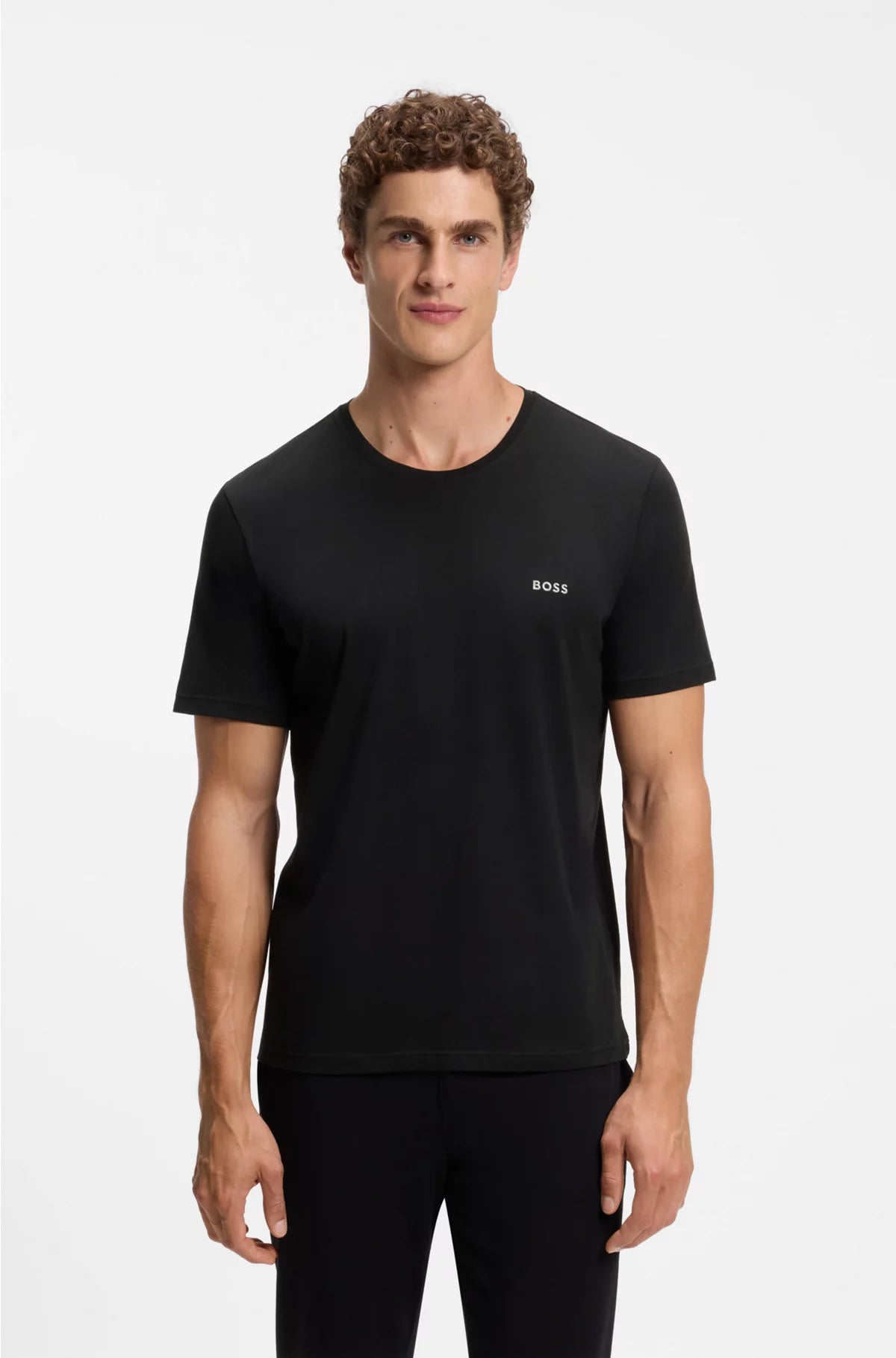 STRETCH-COTTON T-SHIRT WITH EMBROIDERED LOGO
