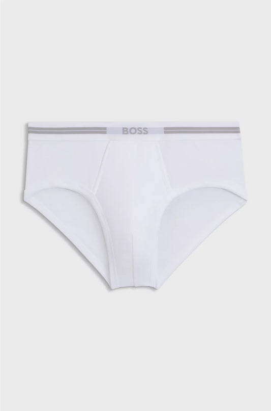 OPEN-FLY BRIEFS IN RIBBED COTTON WITH LOGO WAISTBAND