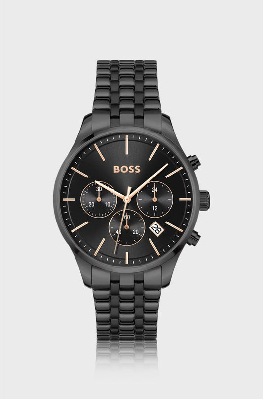 AVERY BLACK-PLATED CHRONOGRAPH WATCH WITH MULTI-LINK BRACELET